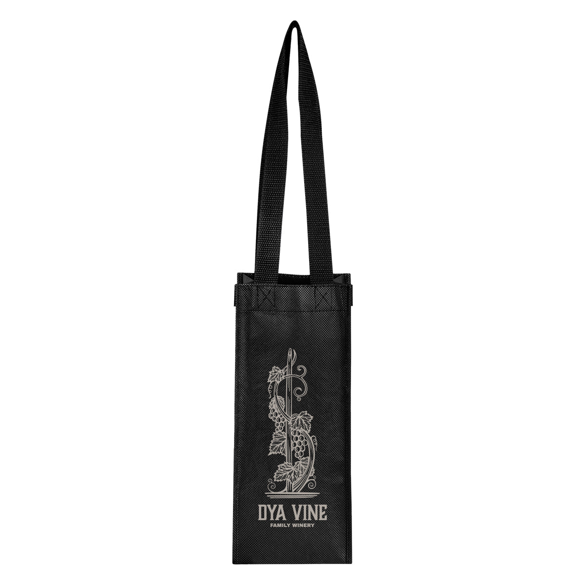 Venice Non-Woven Wine Tote Bag in Recycled PET - Black - Silk Screen