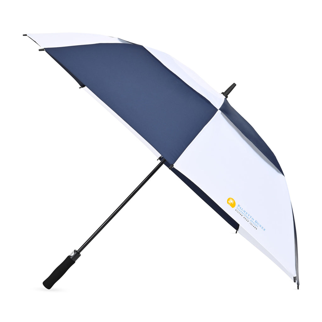 Vented Golf Umbrella with Double Canopy, 60 Inch Transfer - Navy-White - View 1