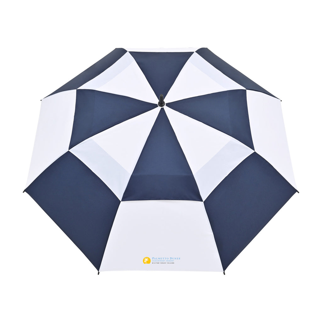 Vented Golf Umbrella with Double Canopy, 60 Inch Transfer - Navy-White - View 2