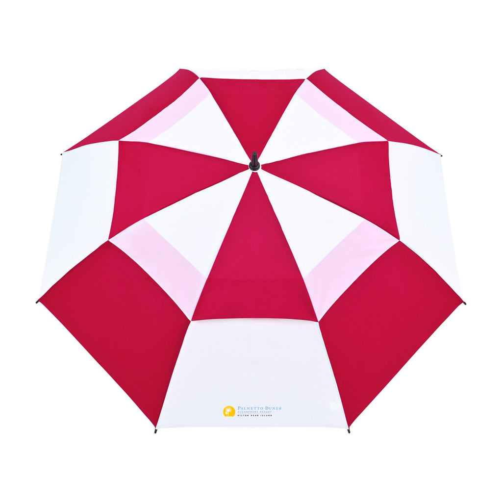Vented Golf Umbrella with Double Canopy, 60 Inch Transfer - Red-White - View 3