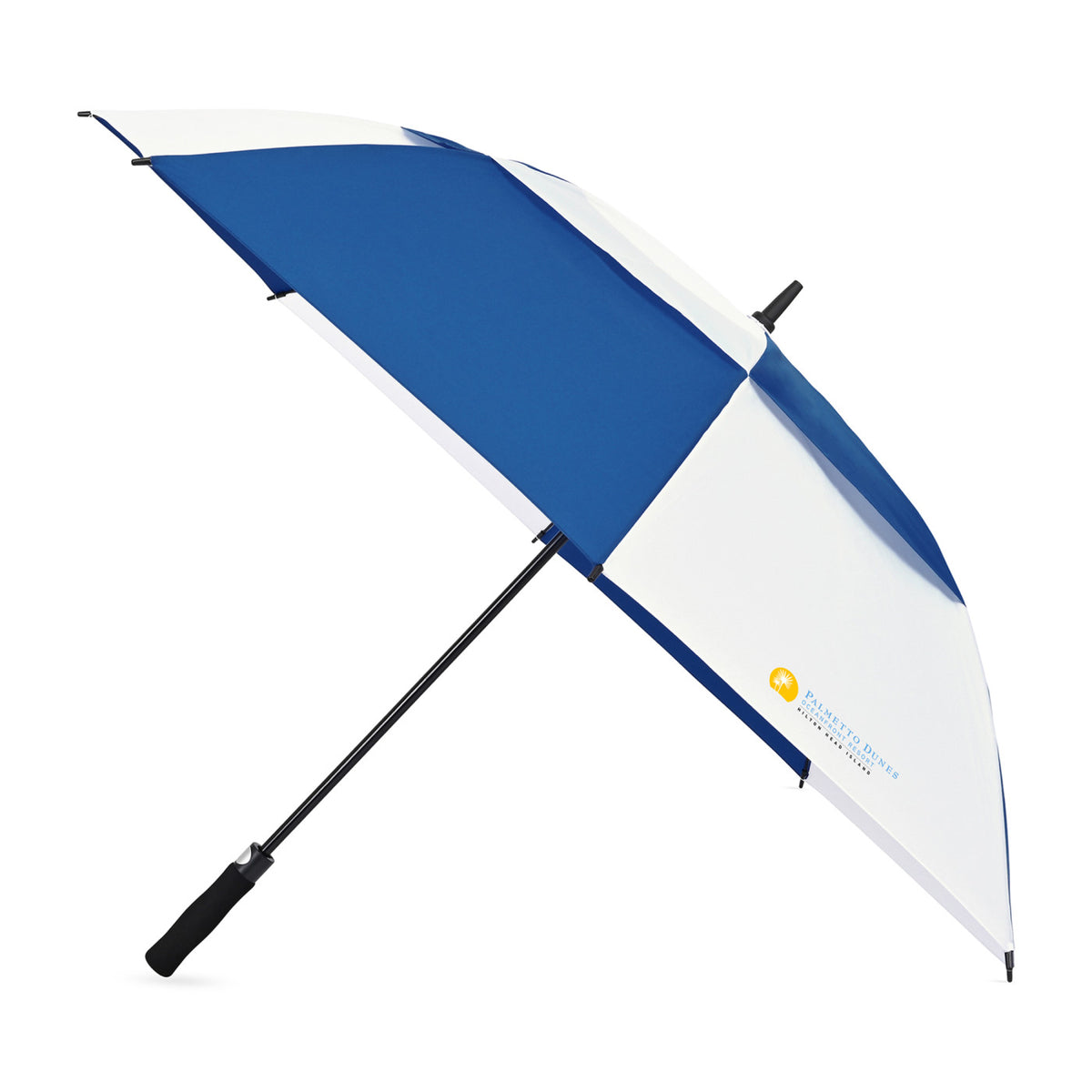 Vented Golf Umbrella with Double Canopy, 60 Inch Transfer - Royal-White - View 1