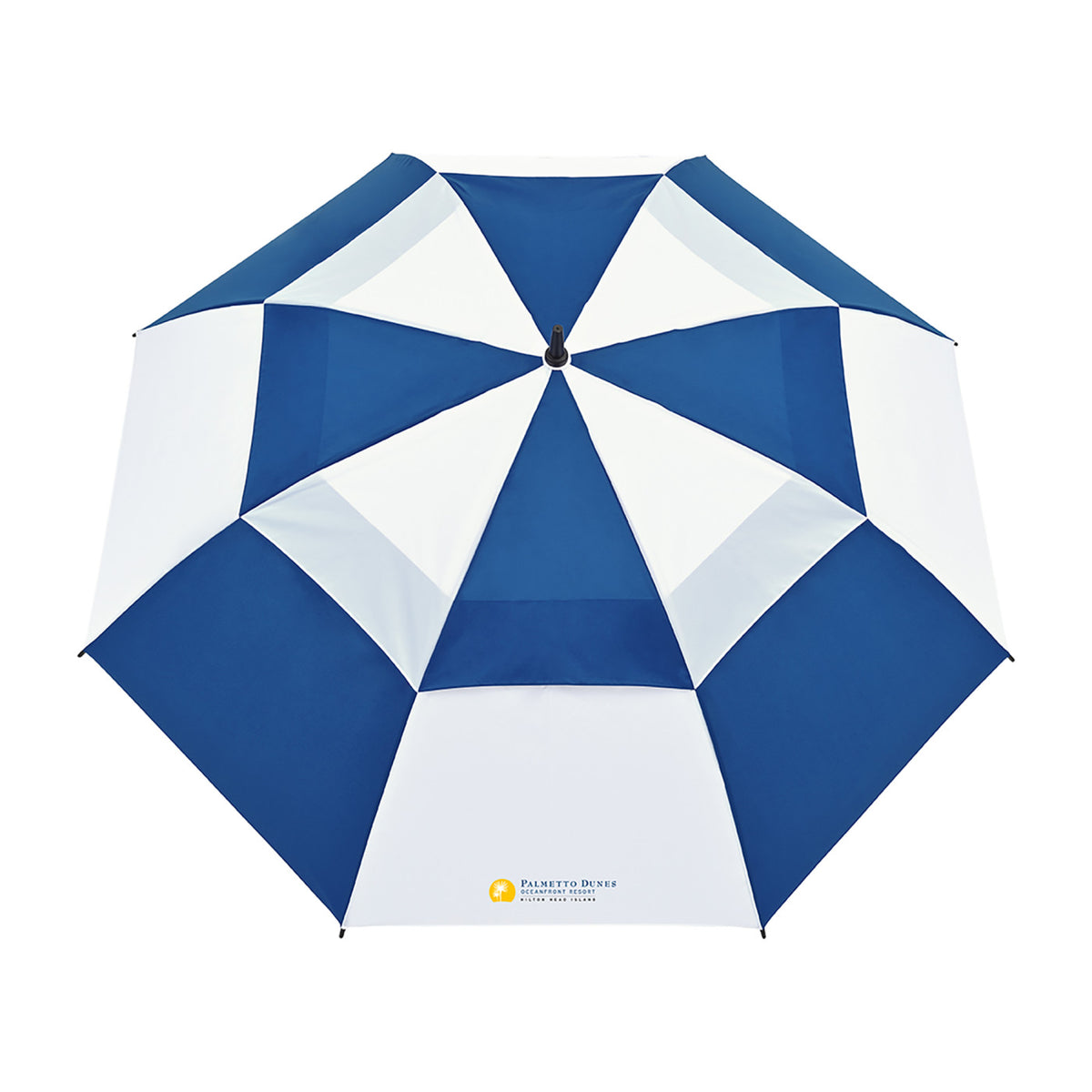 Vented Golf Umbrella with Double Canopy, 60 Inch Transfer - Royal-White - View 2
