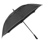Vented Golf Umbrella with Reflective Trim in Recycled PET, 62 Inches Transfer - Black - Right Angle 2