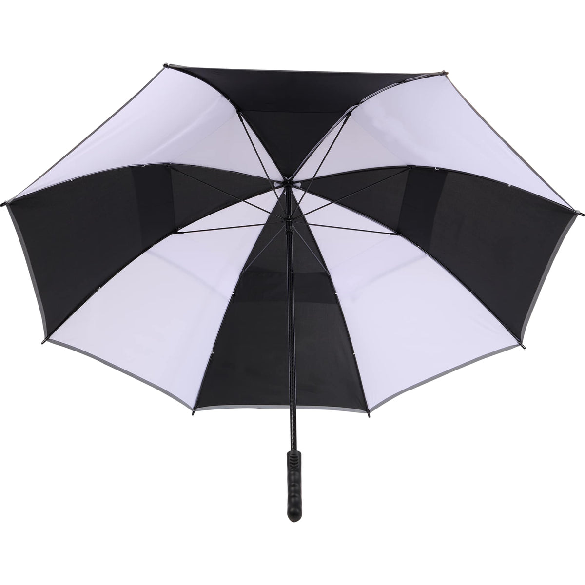 Vented Golf Umbrella with Reflective Trim in Recycled PET, 62 Inches Transfer - Black/White - Bottom