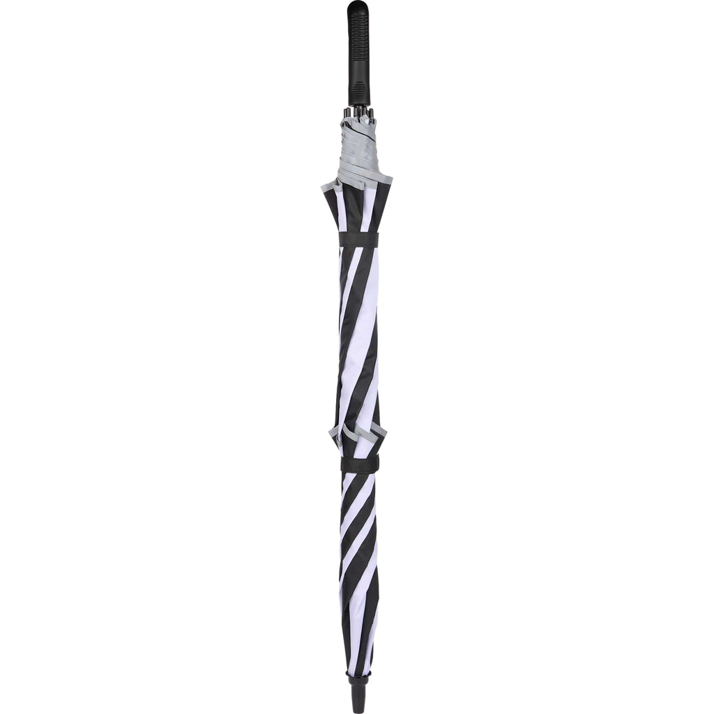 Vented Golf Umbrella with Reflective Trim in Recycled PET, 62 Inches Transfer - Black/White - Closed