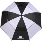 Vented Golf Umbrella with Reflective Trim in Recycled PET, 62 Inches Transfer - Black/White - Front
