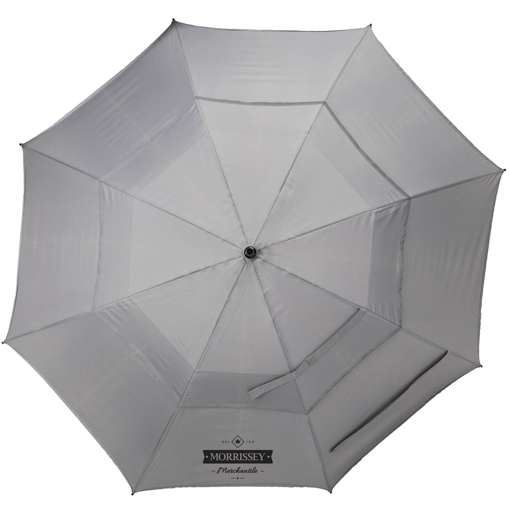 Vented Golf Umbrella with Reflective Trim in Recycled PET, 62 Inches Transfer - Gray - Front