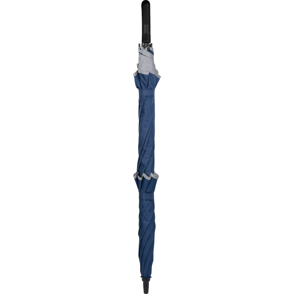 Vented Golf Umbrella with Reflective Trim in Recycled PET, 62 Inches Transfer - Navy - Closed