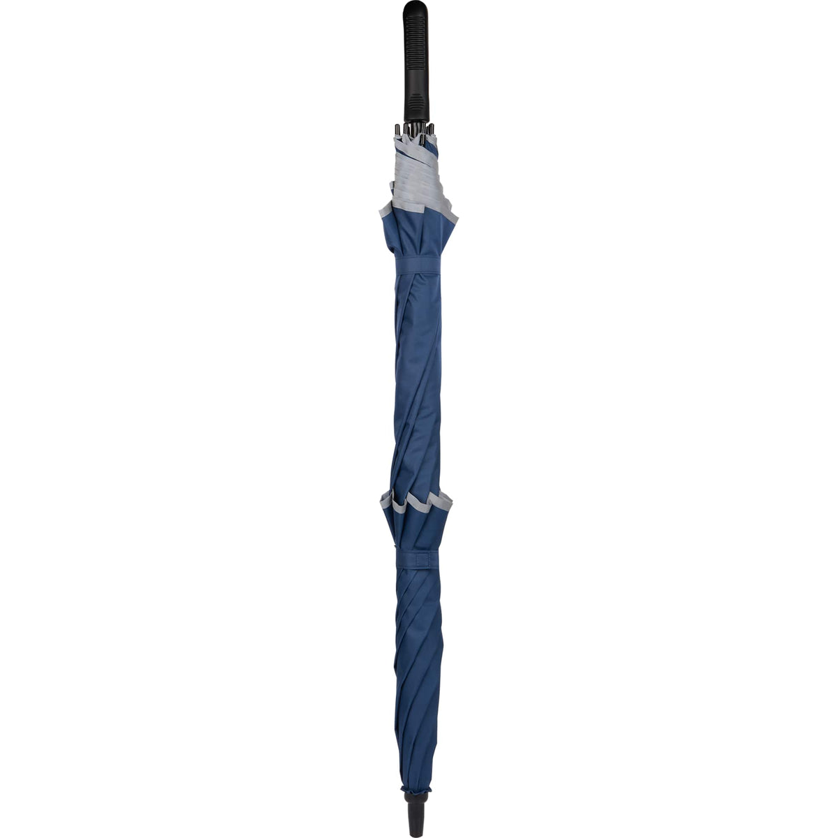 Vented Golf Umbrella with Reflective Trim in Recycled PET, 62 Inches Transfer - Navy - Closed