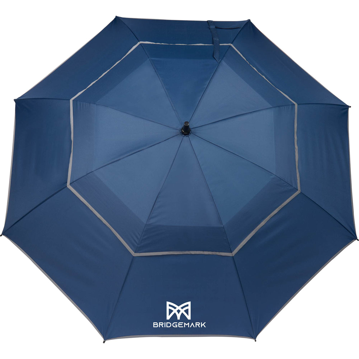 Vented Golf Umbrella with Reflective Trim in Recycled PET, 62 Inches Transfer - Navy - Front