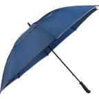 Vented Golf Umbrella with Reflective Trim in Recycled PET, 62 Inches Transfer - Navy - Left Angle 2