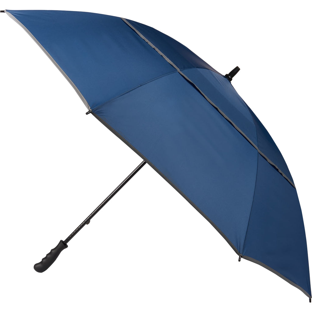 Vented Golf Umbrella with Reflective Trim in Recycled PET, 62 Inches Transfer - Navy - Right Angle