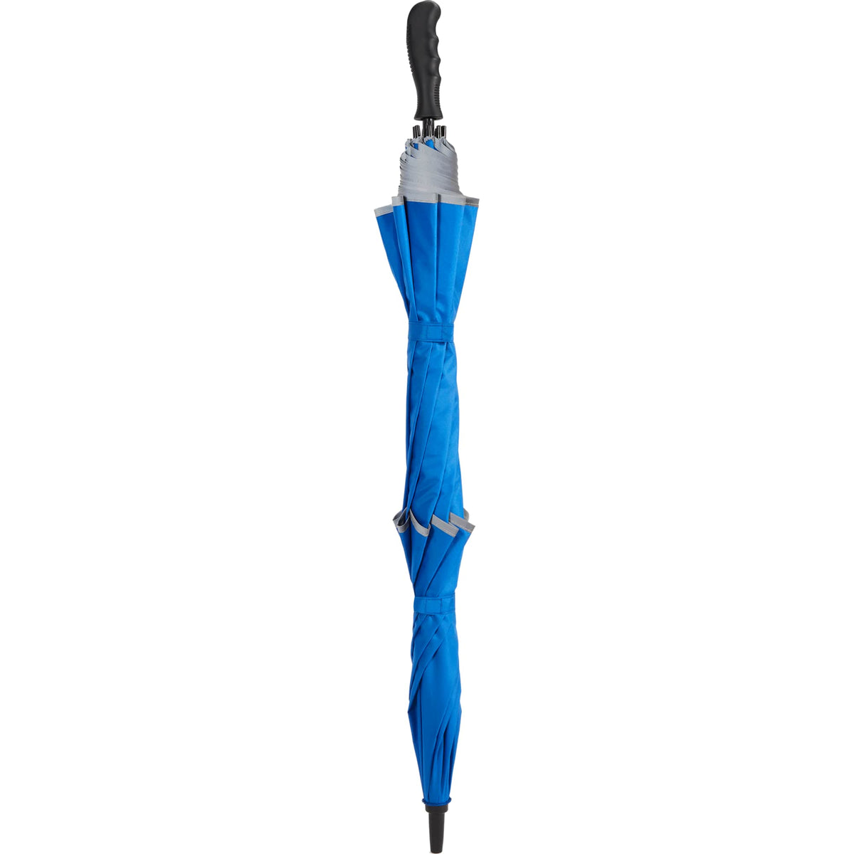 Vented Golf Umbrella with Reflective Trim in Recycled PET, 62 Inches Transfer - Royal - Closed