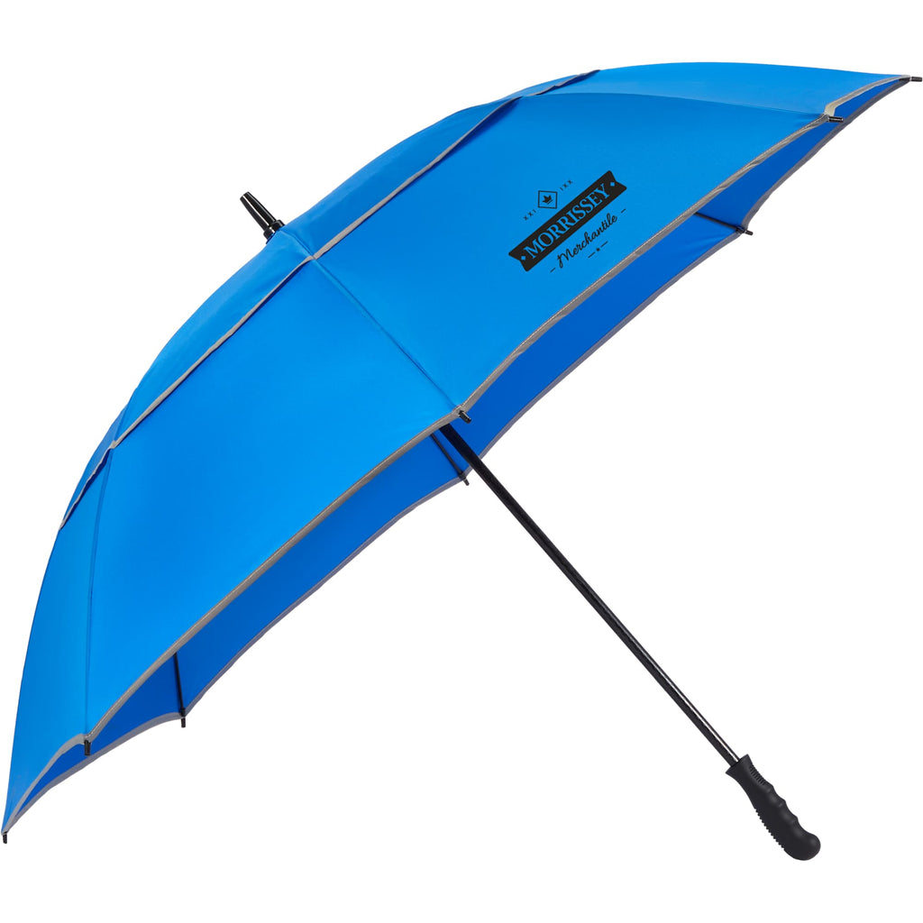 Vented Golf Umbrella with Reflective Trim in Recycled PET, 62 Inches Transfer - Royal - Right Angle
