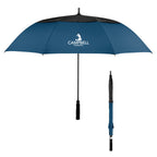 Vented Umbrella with Recycled Canopy, 60 Inch Arc - Navy - Silk Screen