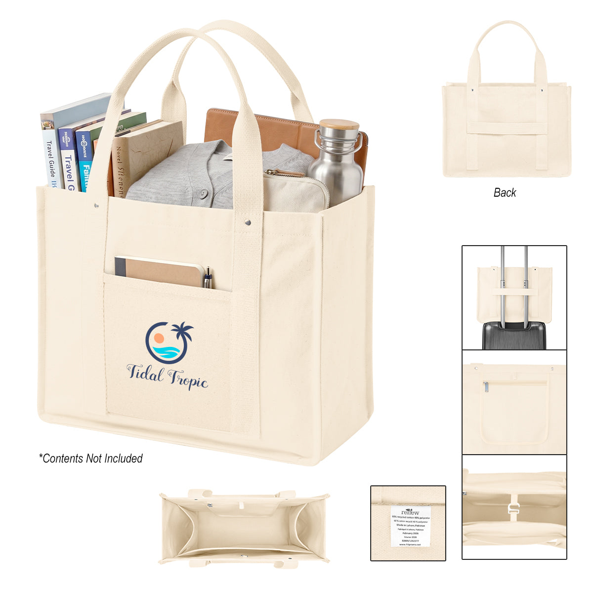 Ventura Recycled Cotton Tote Bag, 24 oz Embroidery - Ventura 24 Oz. Recycled Cotton Tote Bag