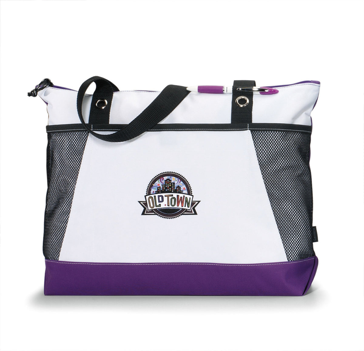 Venture Convention Tote with Mesh Bottle Pockets Embroidery - Purple - View 1