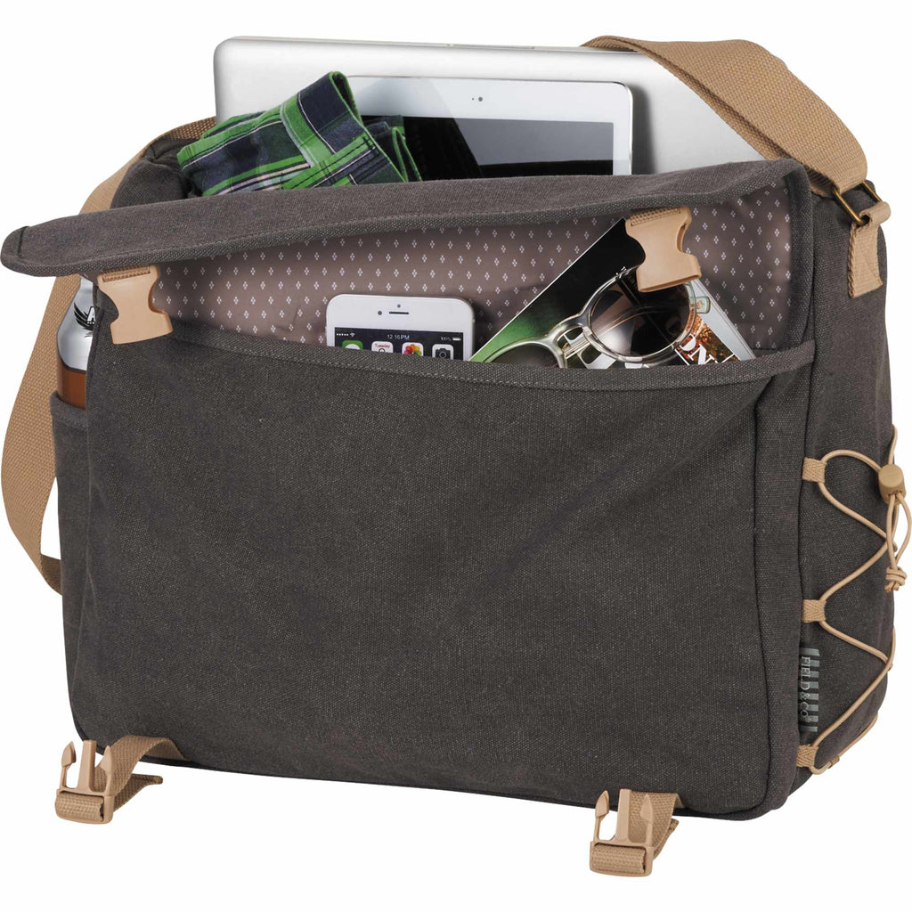 Venture Cotton Canvas Laptop Messenger, 15 Inches Embroidery - Charcoal - Photo 2