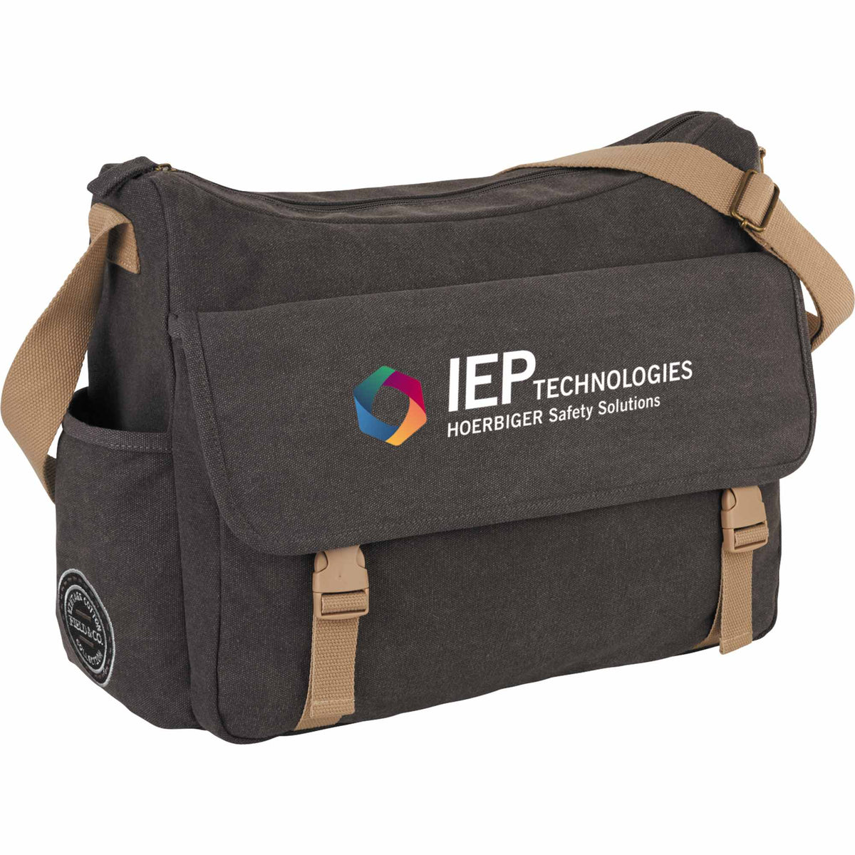 Venture Cotton Canvas Laptop Messenger, 15 Inches Embroidery - Charcoal - Photo
