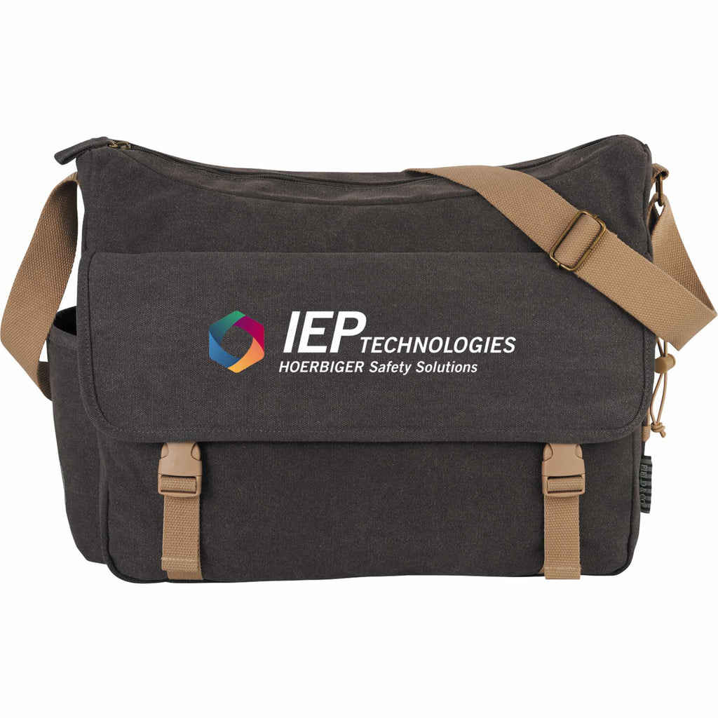 Venture Cotton Canvas Laptop Messenger, 15 Inches Transfer - Charcoal - Front