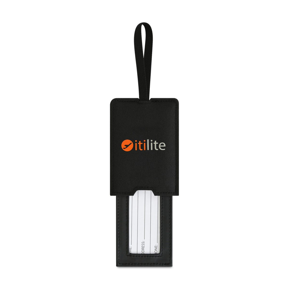 Venture Out Recycled Luggage Tag with Privacy Sleeve Transfer - Black - View 2