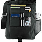 Verona Vertical Laptop Briefcase with Backpack Straps Transfer - Black - Front 2