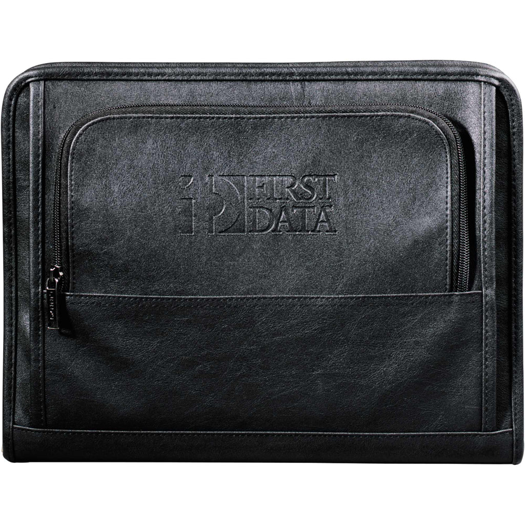 Versa-Folio Zippered Padfolio with Removable Binder Debossing - Black - Front