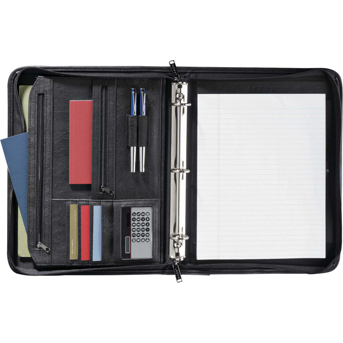 Versa-Folio Zippered Padfolio with Removable Binder Debossing - Black - Photo 2