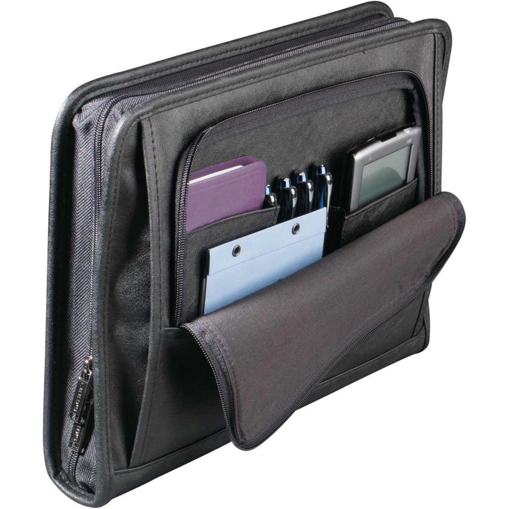 Versa-Folio Zippered Padfolio with Removable Binder Debossing - Black - Photo