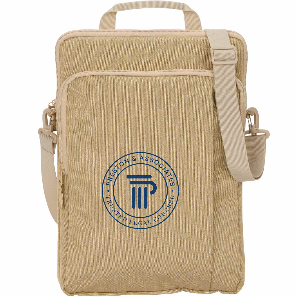 Vertical Messenger Bag in Recycled Polyester, Tan - Tan - Front