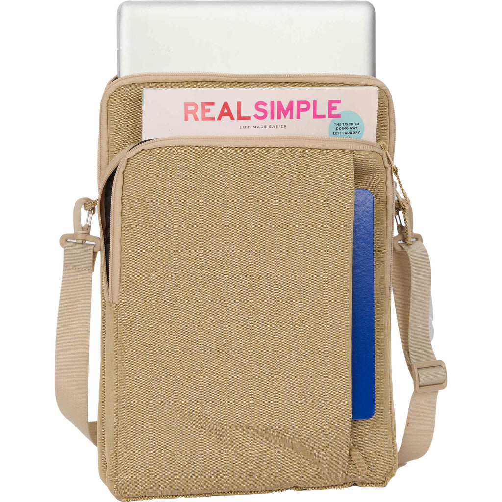 Vertical Messenger Bag in Recycled Polyester, Tan - Tan - Propped