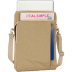 Vertical Messenger Bag in Recycled Polyester, Tan - Tan - Propped
