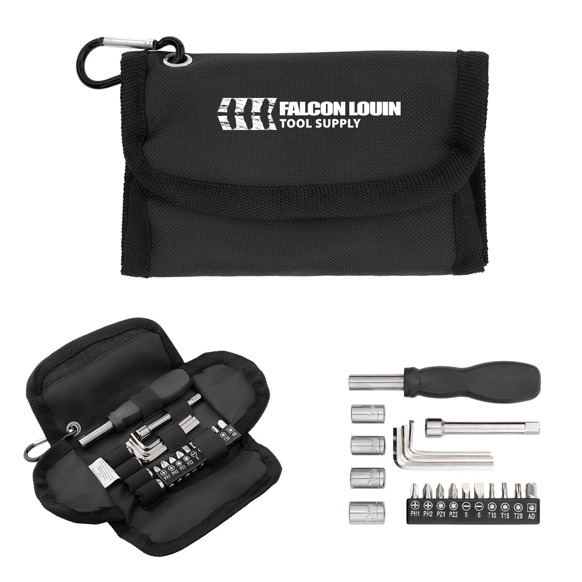 Verto Tool Set with Recycled PET Case, 19 Piece - Black - Silk Screen