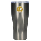 Victor Ribbed Recycled Steel Tumbler, 20 oz Full Color - Graphite - Front 2