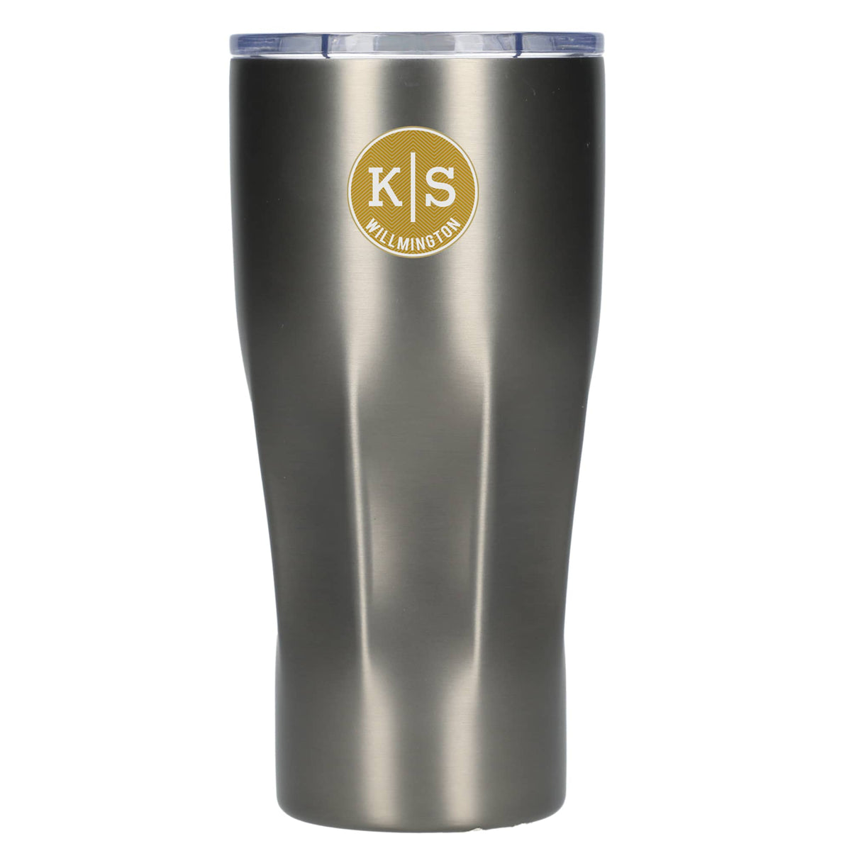 Victor Ribbed Recycled Steel Tumbler, 20 oz Full Color - Graphite - Front 2