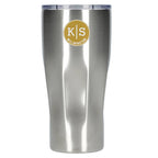 Victor Ribbed Recycled Steel Tumbler, 20 oz Full Color - Silver - Front 2