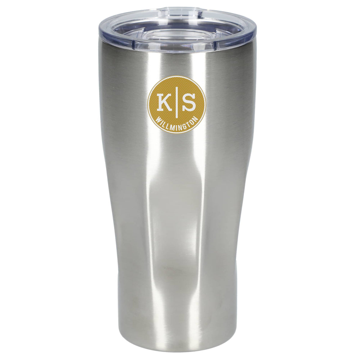 Victor Ribbed Recycled Steel Tumbler, 20 oz Full Color - Silver - Front