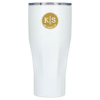 Victor Ribbed Recycled Steel Tumbler, 20 oz Full Color - White - Front 2