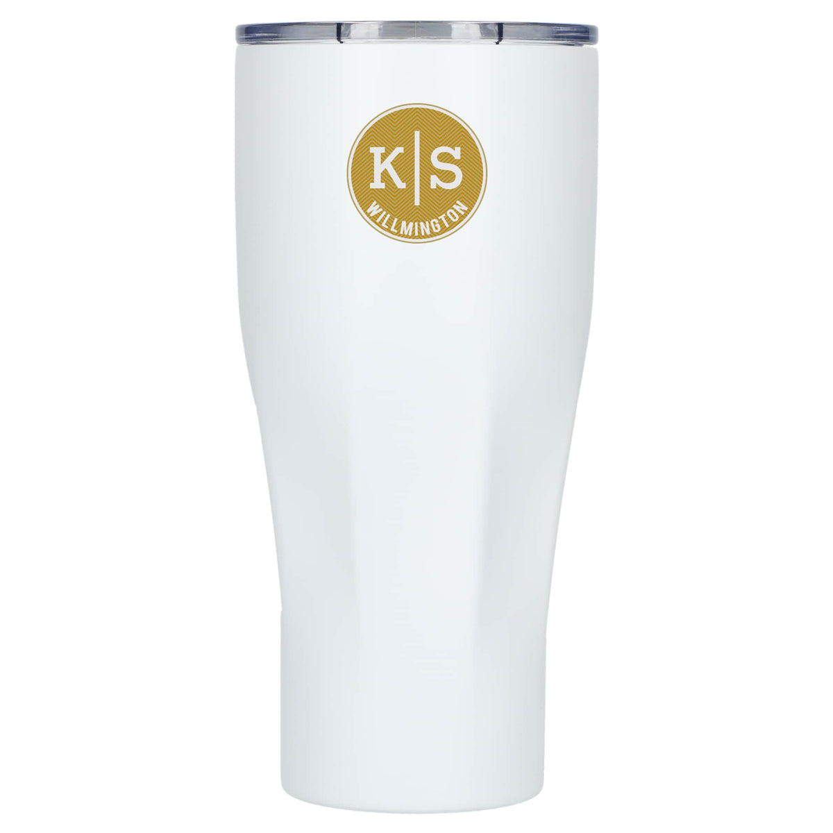 Victor Ribbed Recycled Steel Tumbler, 20 oz Full Color - White - Front 2