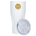 Victor Ribbed Recycled Steel Tumbler, 20 oz Full Color - White - Front 3