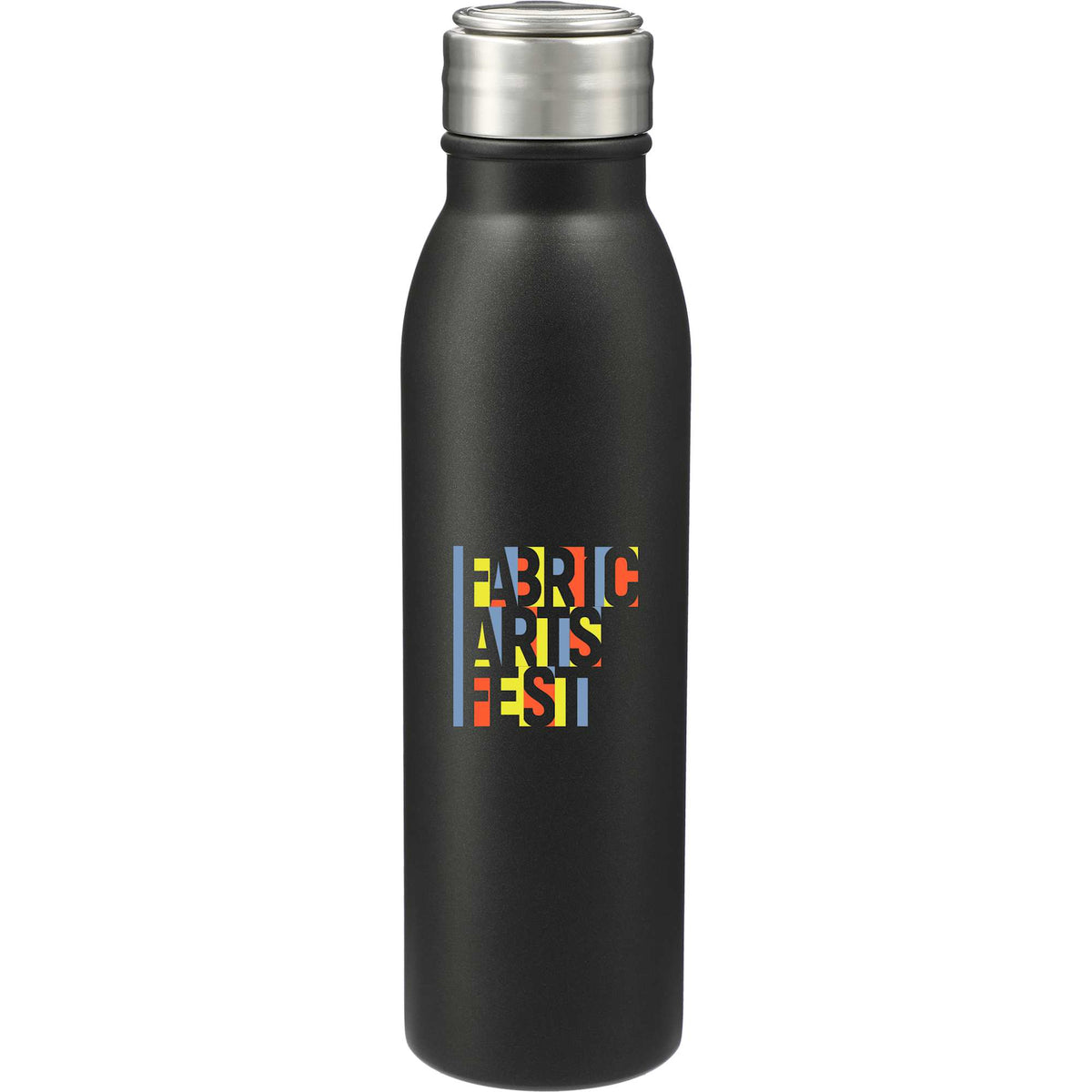 Vida Single Wall Stainless Steel Bottle, 24 oz - Black - Front