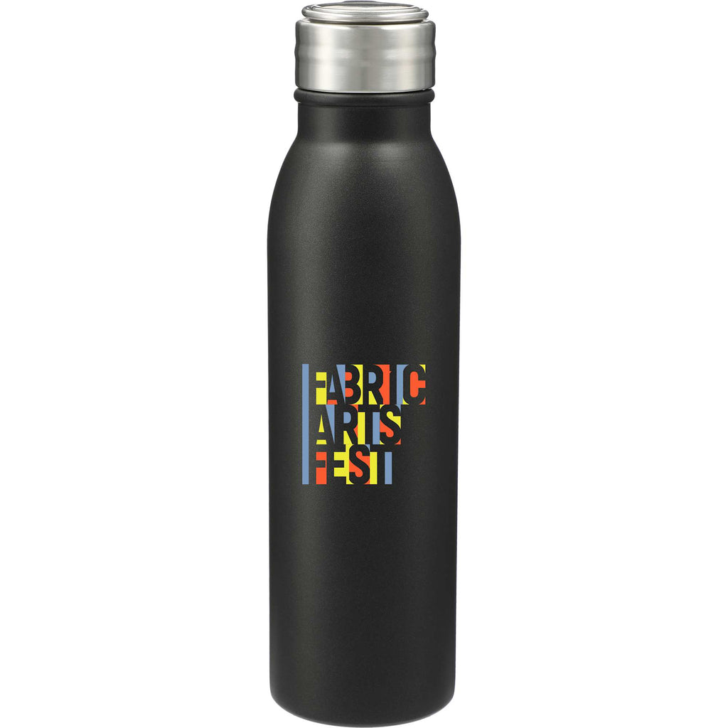 Vida Single Wall Stainless Steel Bottle, 24 oz Laser Engraving - Black - Front