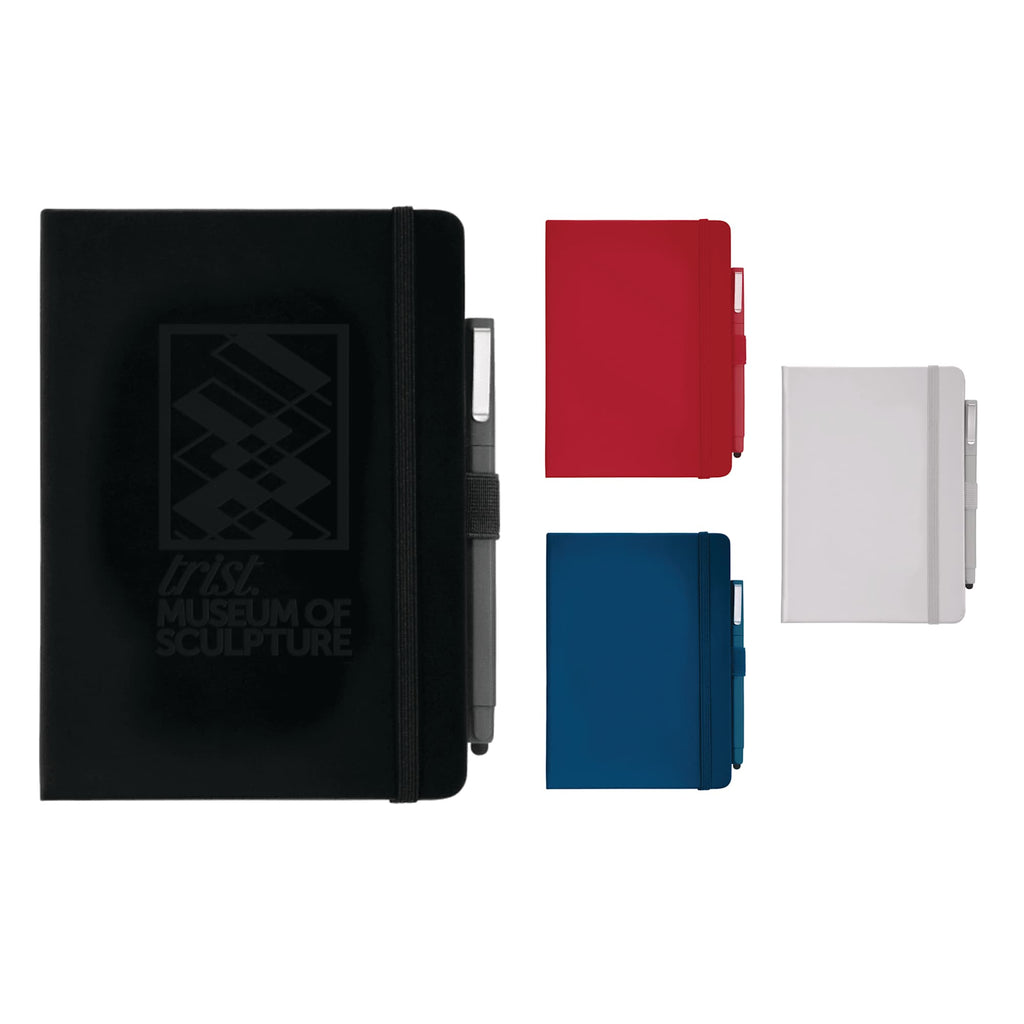 Vienna Hardcover Journal and Stylus Pen Set, 5 x 7 Inches Full Color - Black - Front Group