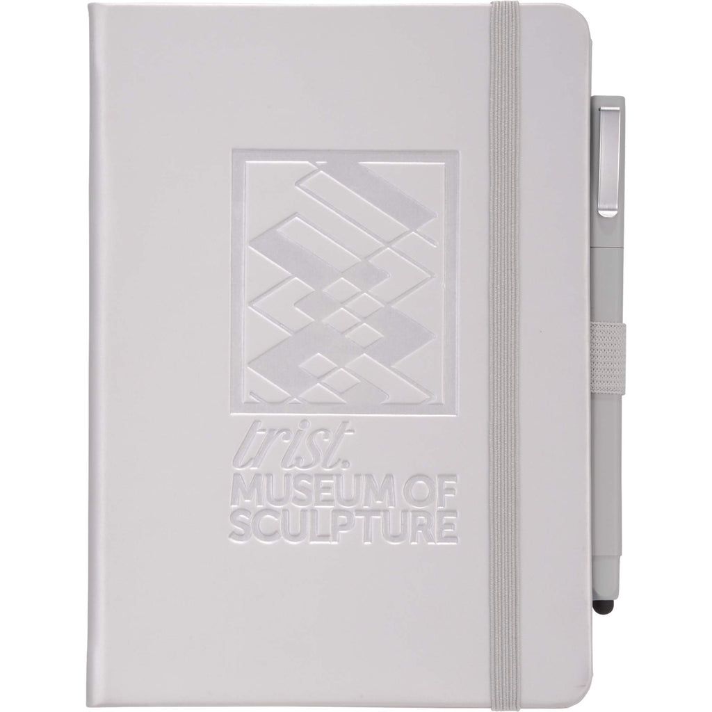 Vienna Hardcover Journal and Stylus Pen Set, 5 x 7 Inches Full Color - Silver - Front