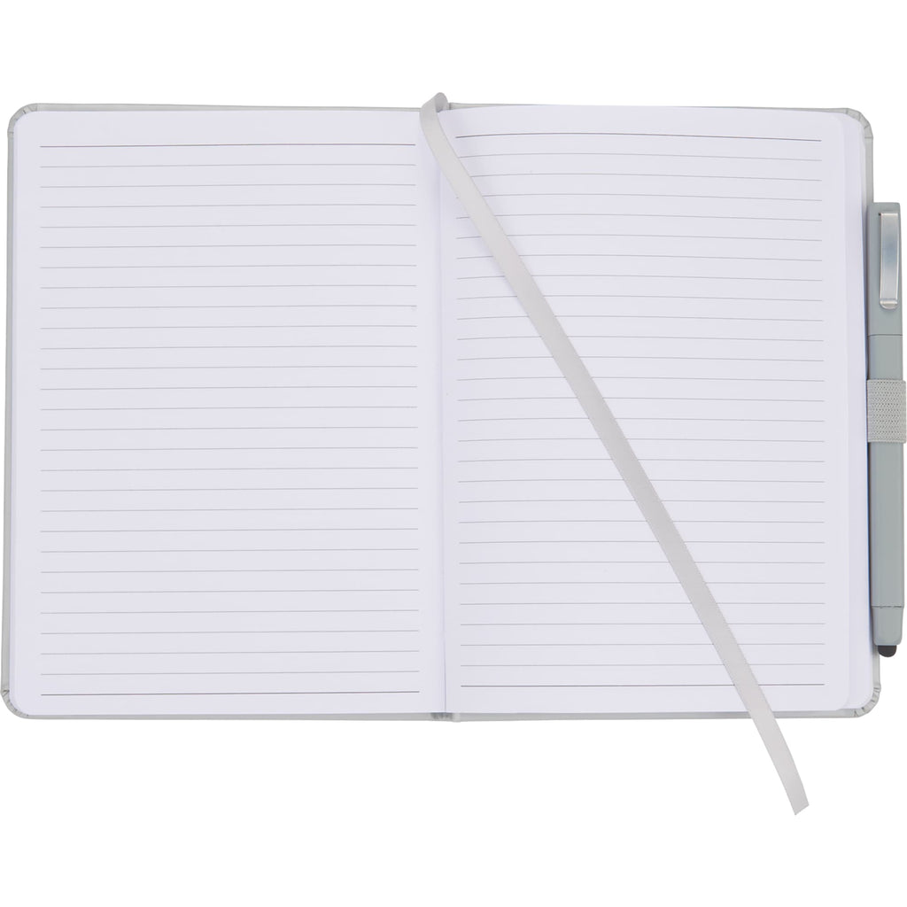 Vienna Hardcover Journal and Stylus Pen Set, 5 x 7 Inches - Silver - Front 2