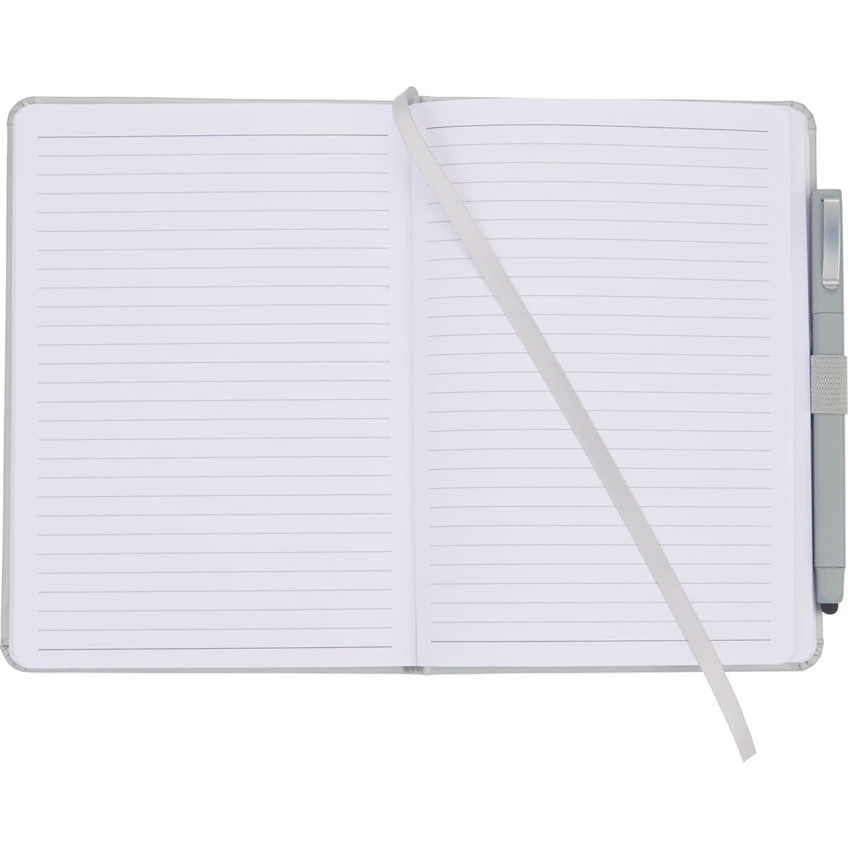 Vienna Hardcover Journal and Stylus Pen Set, 5 x 7 Inches - Silver - Front 2