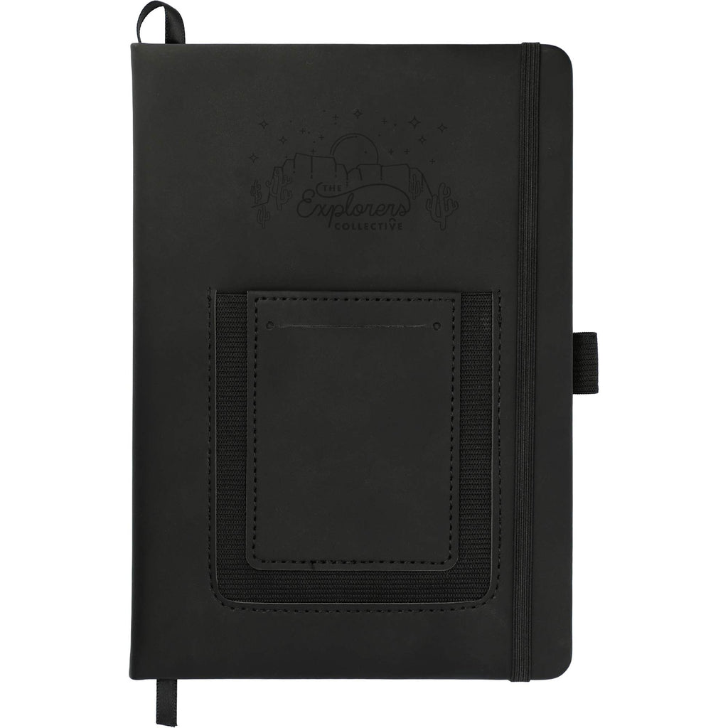 Vienna Journal with Phone Pocket and Card Slot, 5.5 x 8.5 Inches Debossing - Black - Front 2