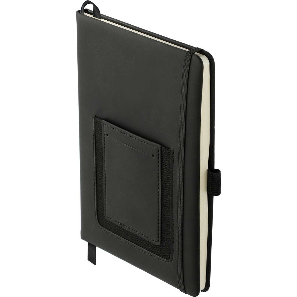 Vienna Journal with Phone Pocket and Card Slot, 5.5 x 8.5 Inches Debossing - Black - Left Angle