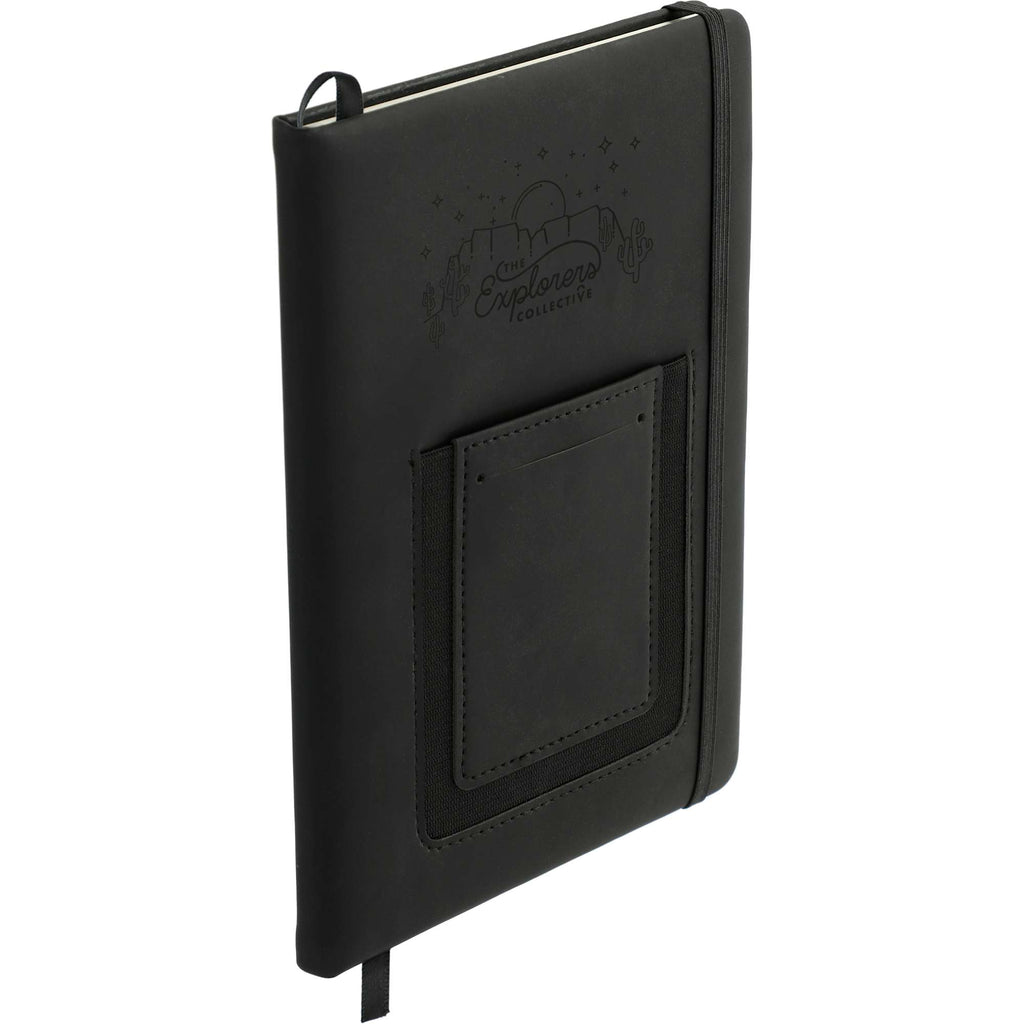 Vienna Journal with Phone Pocket and Card Slot, 5.5 x 8.5 Inches Debossing - Black - Right Angle