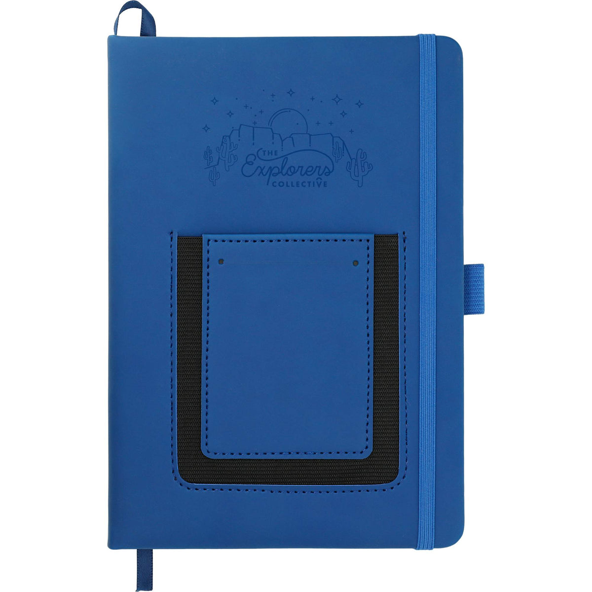 Vienna Journal with Phone Pocket and Card Slot, 5.5 x 8.5 Inches Debossing - Navy - Front